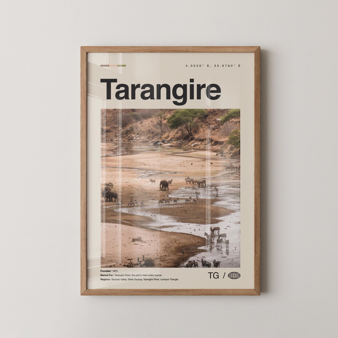 Tarangire National Park Elephants Minimalist Safari Photo Poster