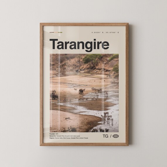 Tarangire National Park Elephants Minimalist Safari Photo Poster