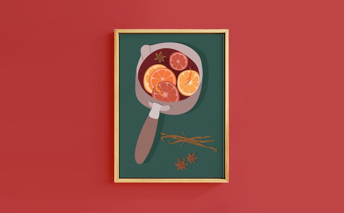 Cosy Saucepan Of Mulled Wine Orange Star Anise Spices Kitchen Poster