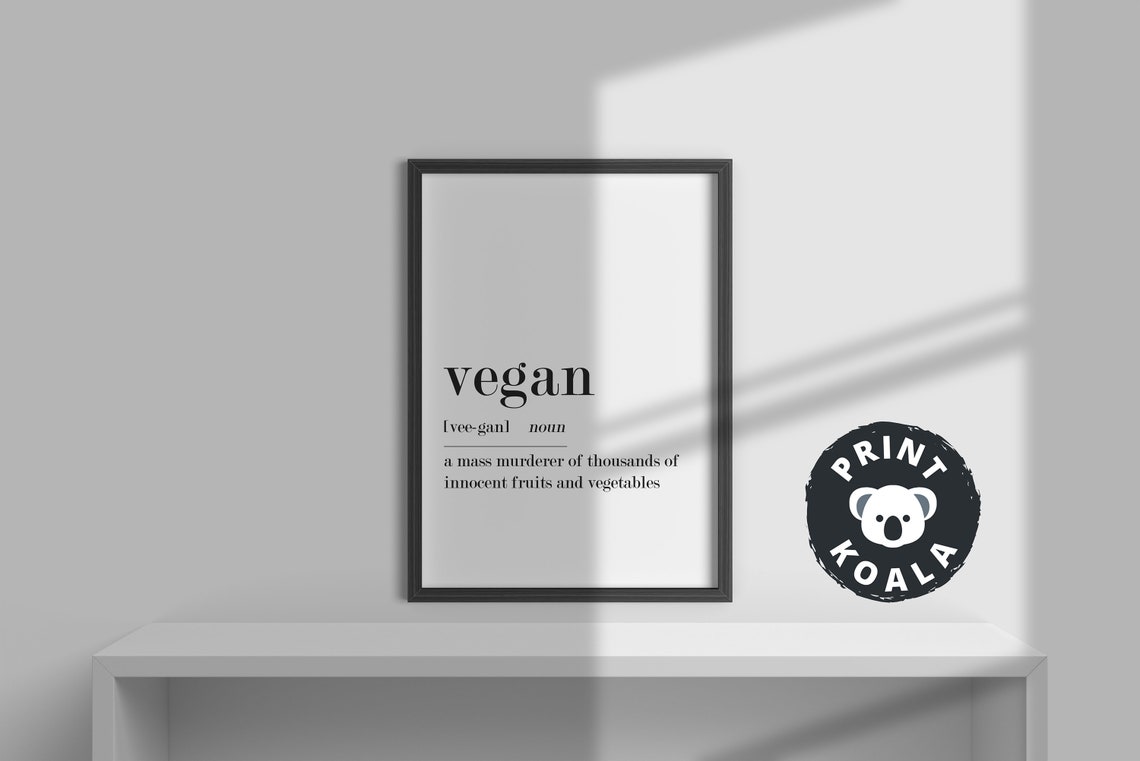 Vegan Funny Definition Noun Kitchen Humor Sarcastic Minimalist Poster - Image 2