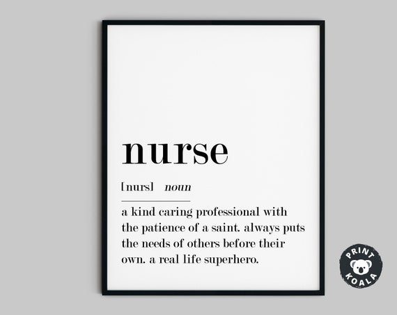 Nurse Definition Nurse Gift Nurse Wall Art Minimal Print Nurse Print Gift For Nurse Medical Type Poster