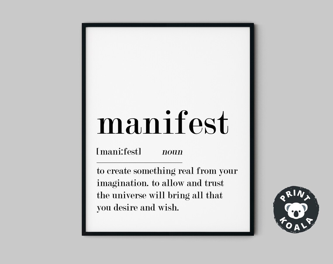 Manifest Definition Law Of Attraction Dictionary Style Poster
