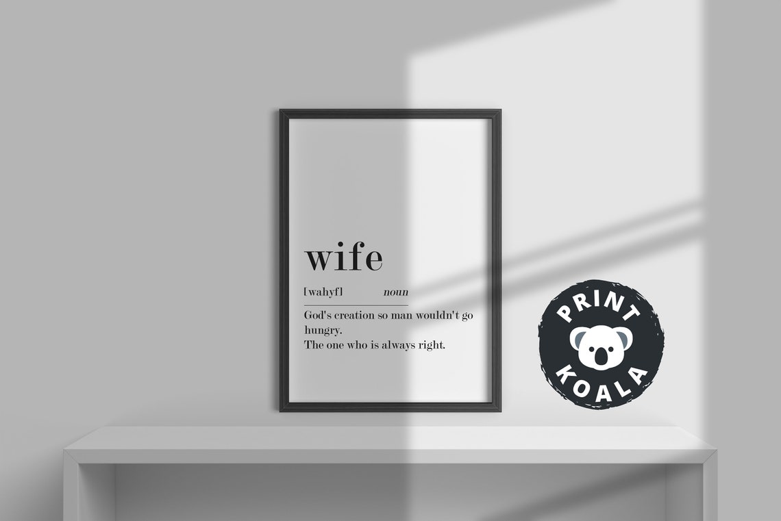 Wife Print Wife Word Definition Wife Art Wife Sign Wife Gift Wife Definition Wife Poster Wife Quote Wife Wall Art Wife - Image 2