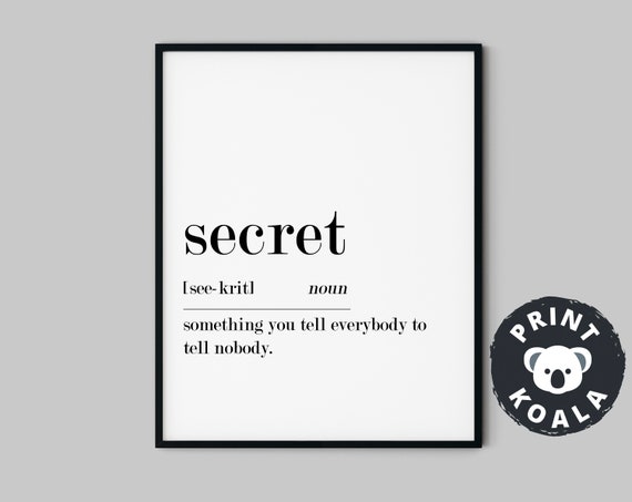 Secret Definition Vertical Wall Art Funny Definition Secret Poster Funny Prints Quote Print Wall Art Print Gifts For Her