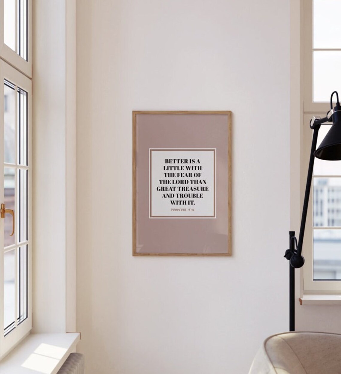 Proverbs 15:16 Fear Of The Lord Bible Verse Dusty Rose Minimalist Poster - Image 4