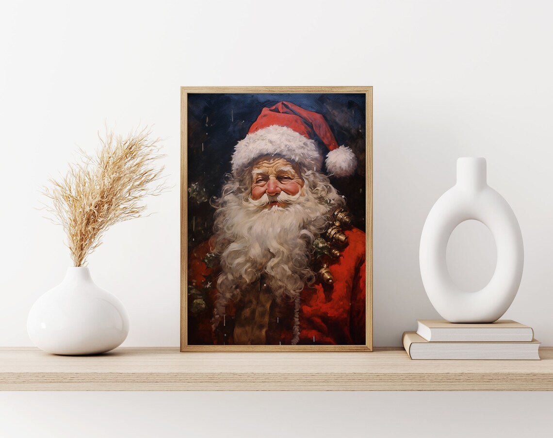 Jolly Vintage Santa Claus Close Up Smiling Portrait Christmas Poster - Image 3