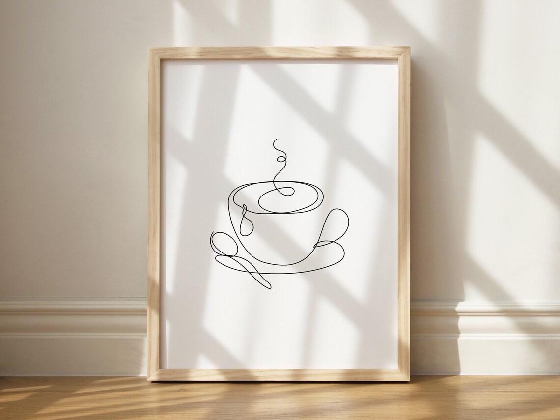 Coffee Line Art Print, Minimalist Kitchen Decor