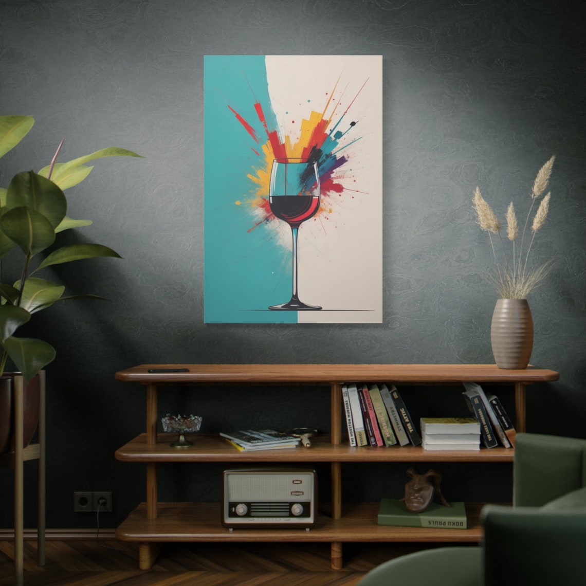 Red Wine Glass Color Splash Modern Minimal Abstract Kitchen Poster - Image 4
