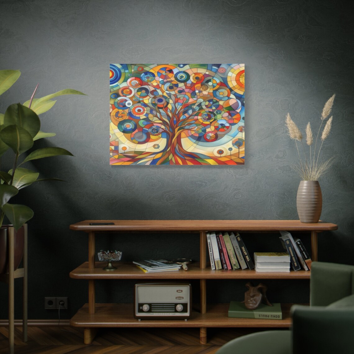 Cubism Art Colorful Tree Of Life Picasso Style Painting Colorful Abstract Tree Wall Art Cubism Art Tree Painting Gift - Image 2
