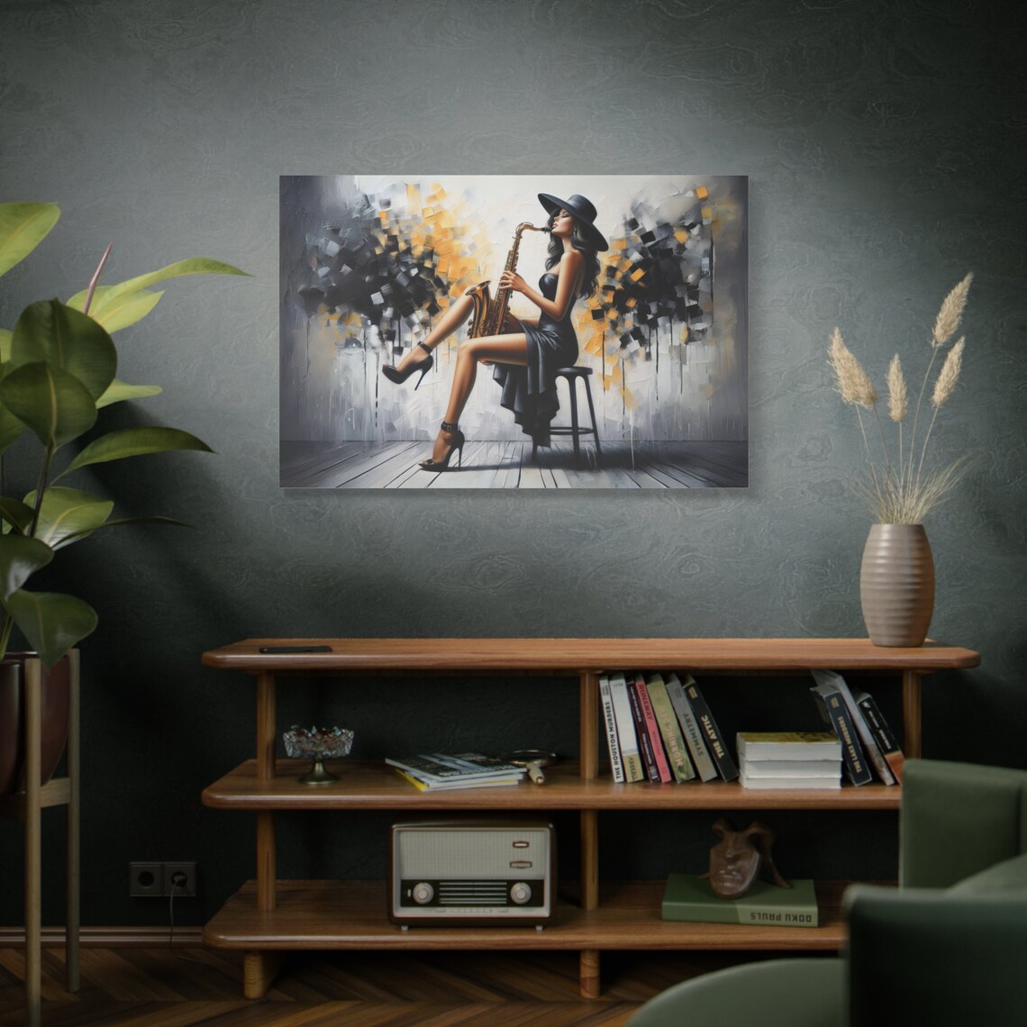 Saxophone Player Jazz Art Print, Modern Music Decor - Image 3