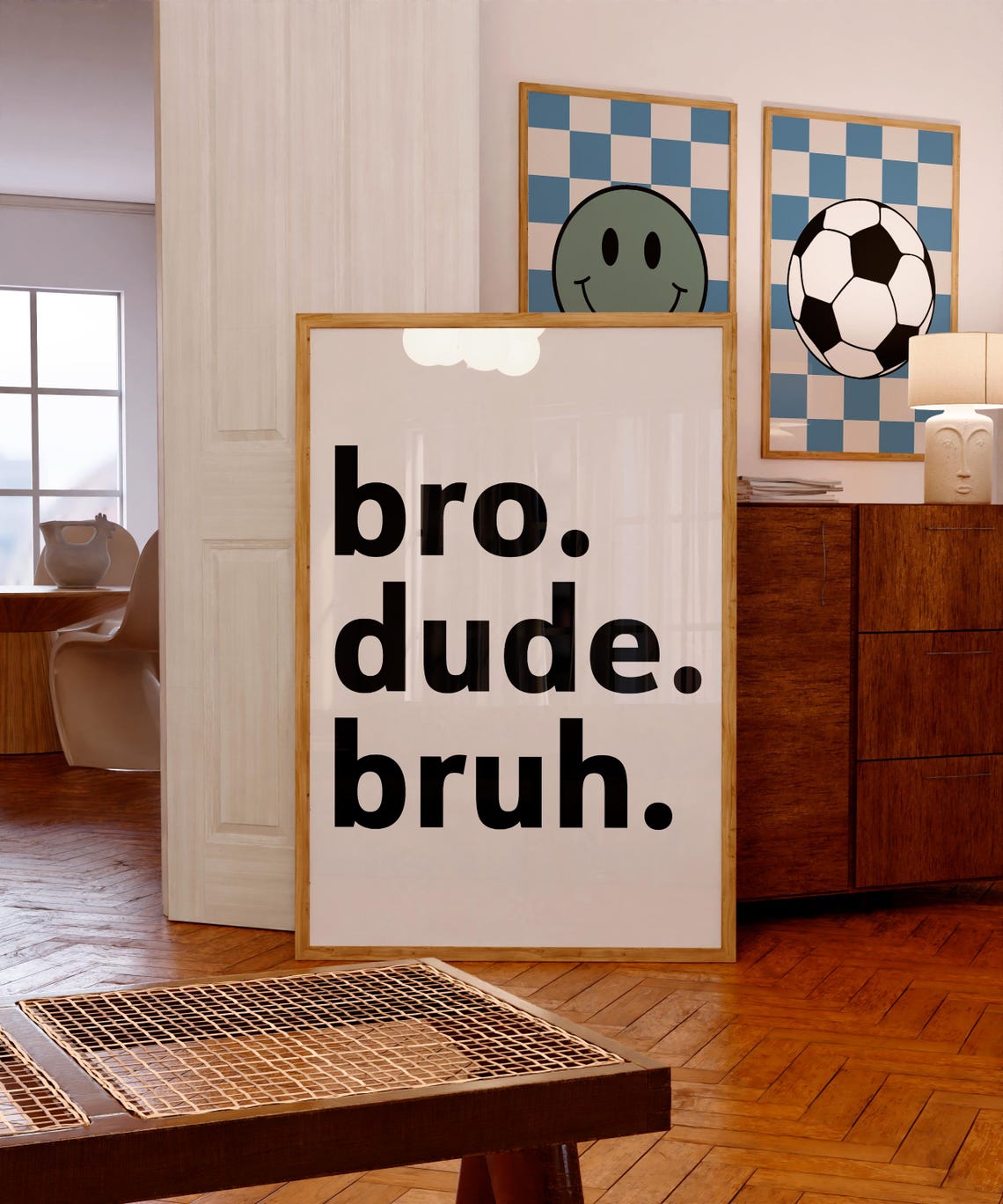 Bro Dude Bruh Funny Quote Minimalist Boys Room Dorm Wall Art