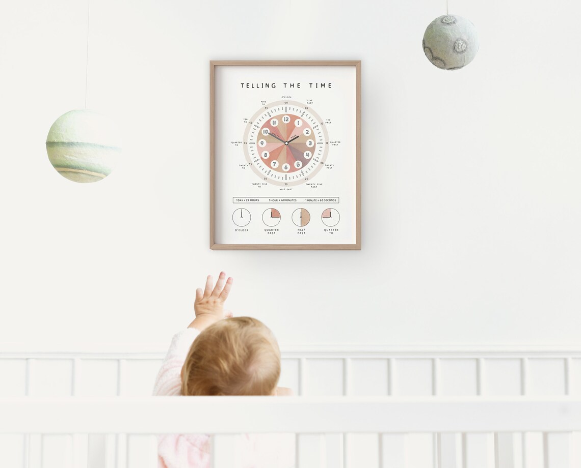 Telling the Time Poster, Neutral Playroom Decor - Image 2