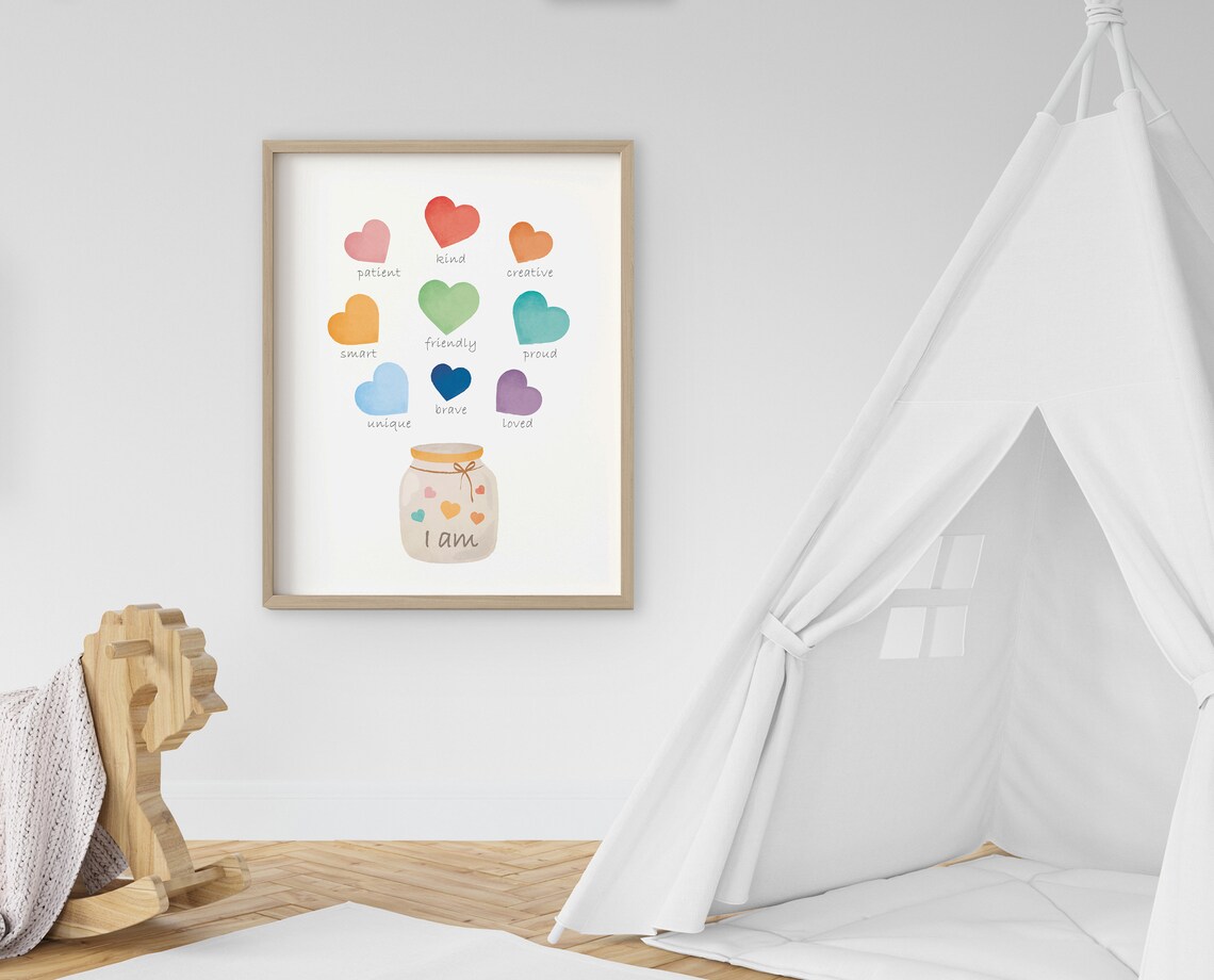 Kids Positive Affirmation Wall Art, Playroom Poster