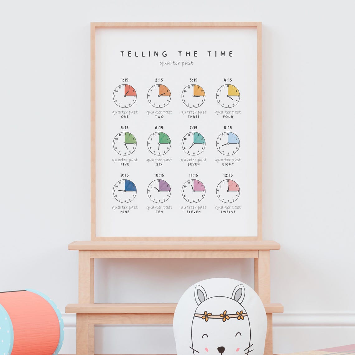 Telling The Time Quarter Past Clock Educational Math Learning Poster - Image 4