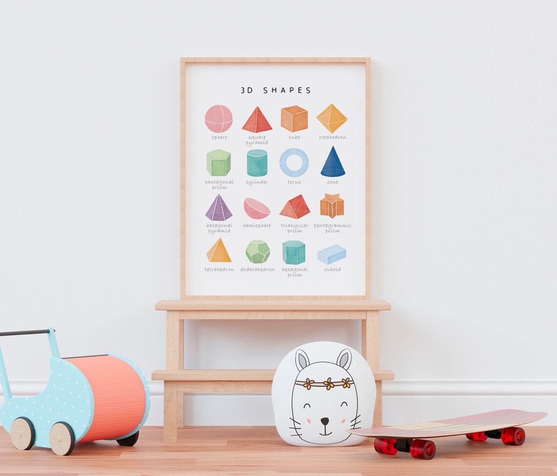 3D Shapes Educational Poster, Preschool Classroom Decor - Image 4