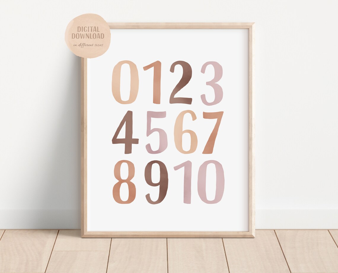 Neutral Numbers Poster, Nursery and Classroom Decor - Image 2