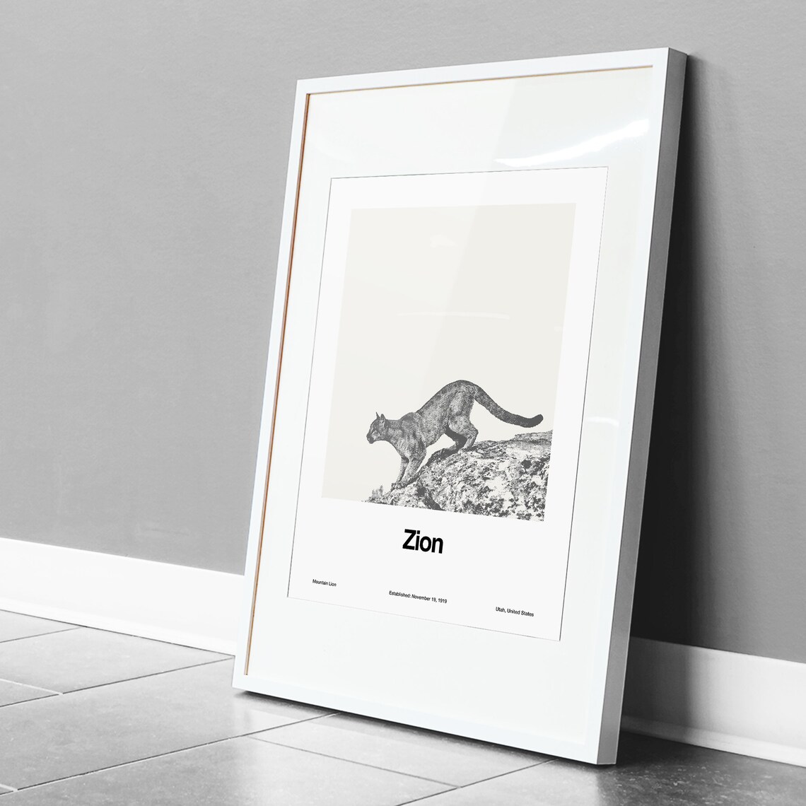 Zion National Park Mountain Lion Travel Poster - Image 3
