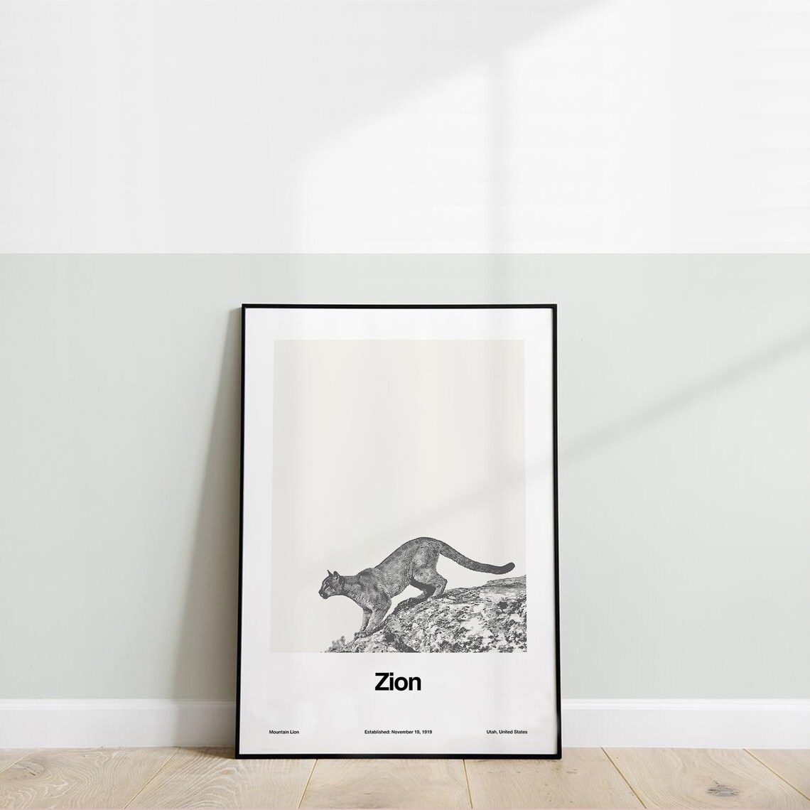 Zion National Park Mountain Lion Travel Poster - Image 2