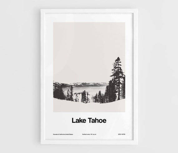 Lake Tahoe Minimalist Travel Poster, Mountain Print