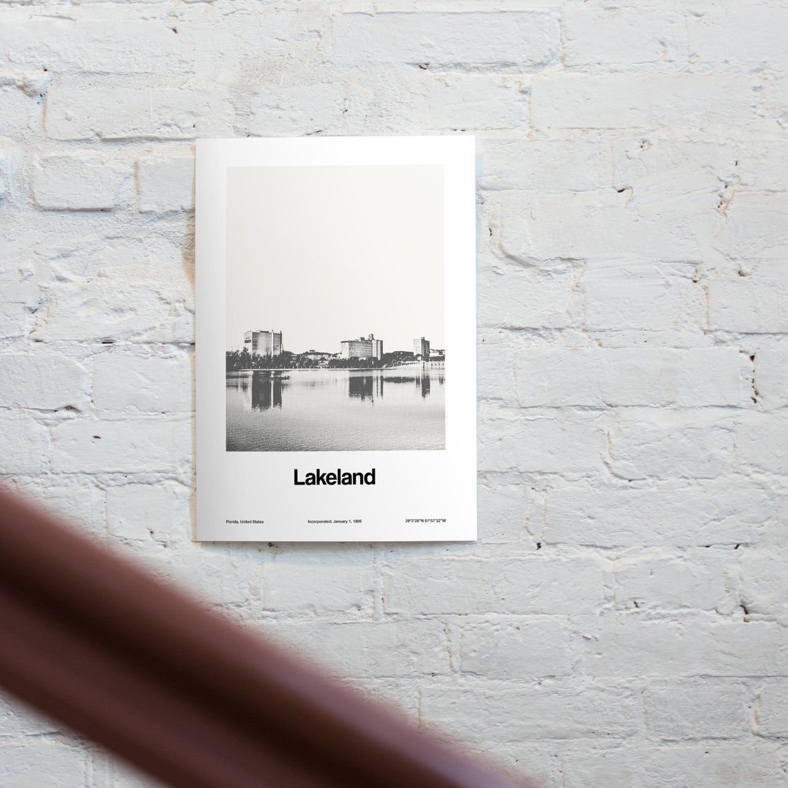 Lakeland Fl Poster Lakeland Florida Print Lake Mirror Park In Downtown Lakeland College Wall Art Minimalist Custom College Town Print - Image 2