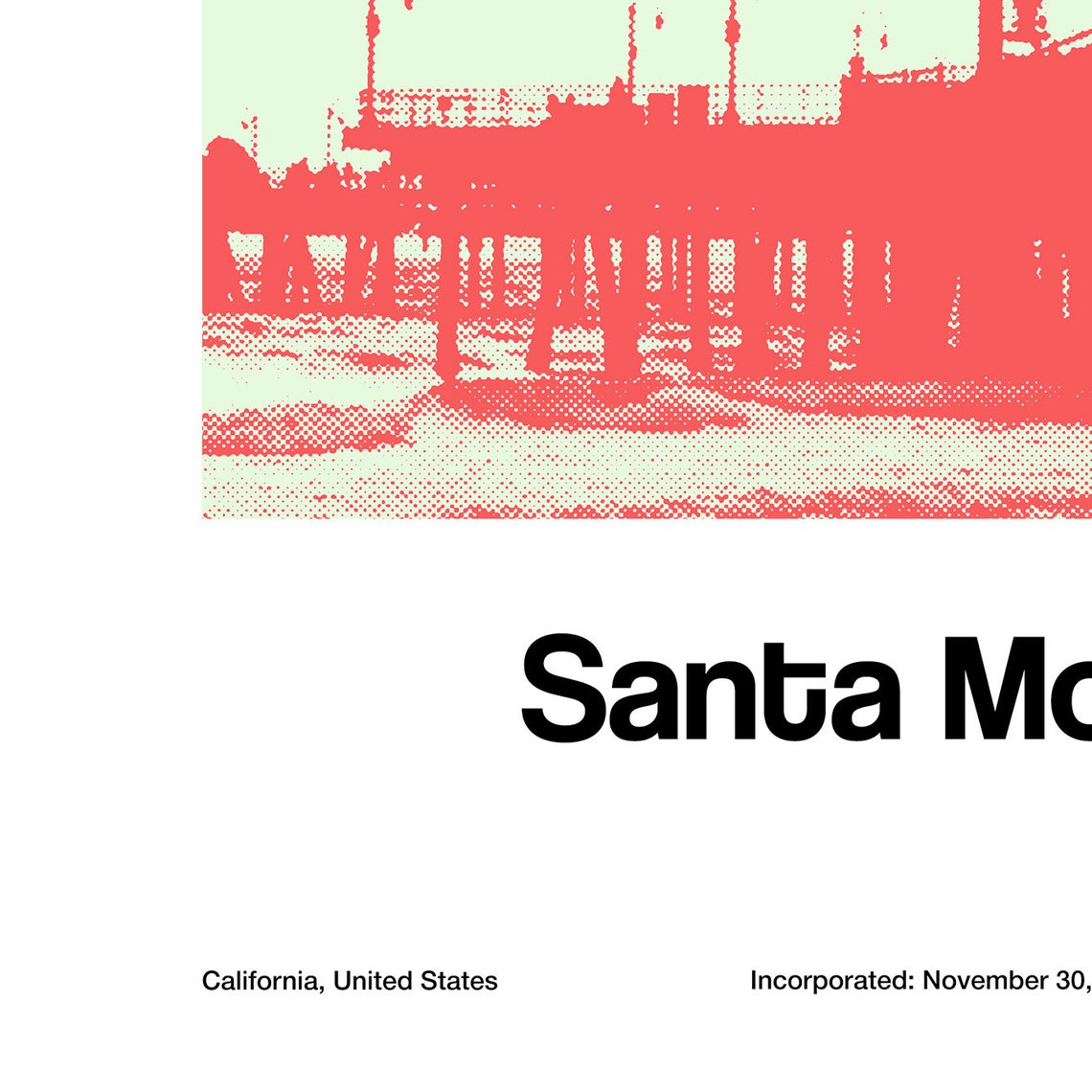 Santa Monica Pier Minimalist Travel Poster, California - Image 2