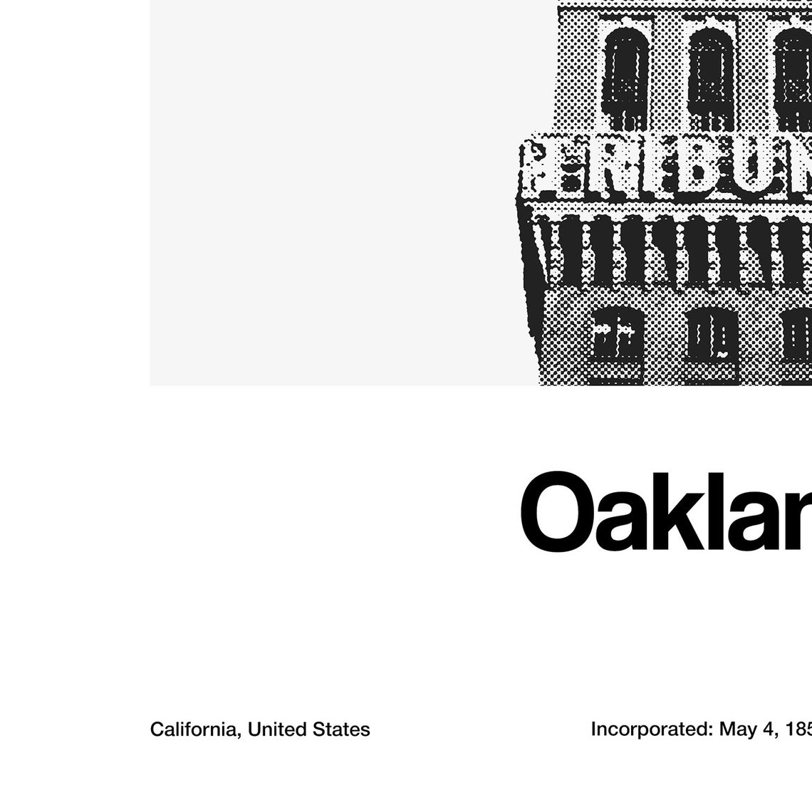 Oakland CA Poster, Tribune Tower Minimalist Art Print - Image 2