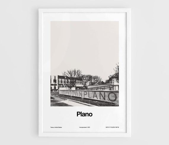Plano Texas Minimalist Cityscape Poster Print
