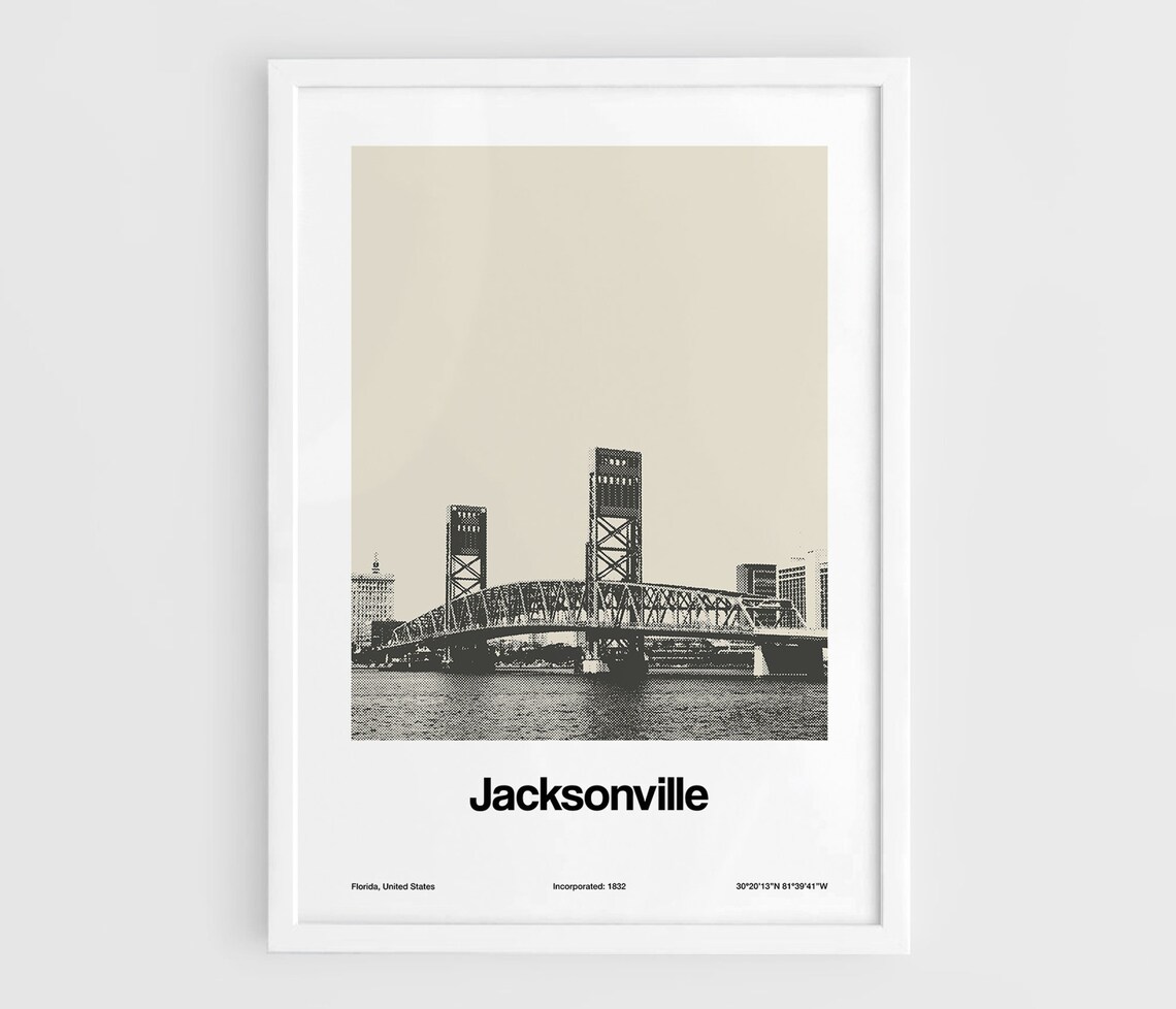 Jacksonville Florida Minimalist Skyline Art Print