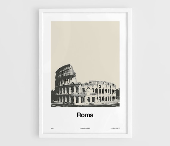 Rome Minimalist Travel Poster, Colosseum Skyline
