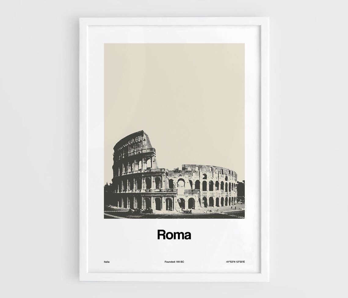 Rome Minimalist Travel Poster, Colosseum Skyline