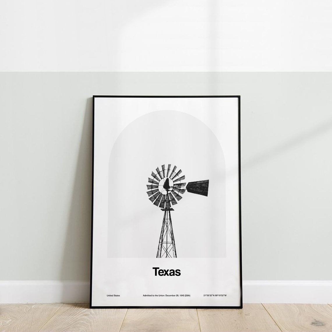 Texas Windmill Arch Poster, Minimalist Ranch Print - Image 2