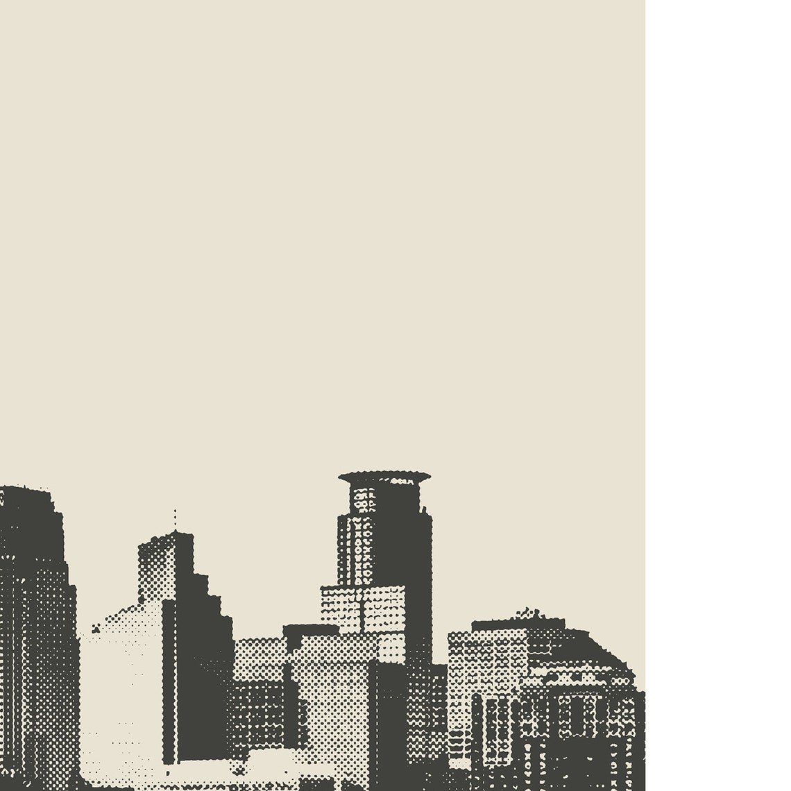 Minneapolis Skyline, Black White Minimalist Art Print - Image 2