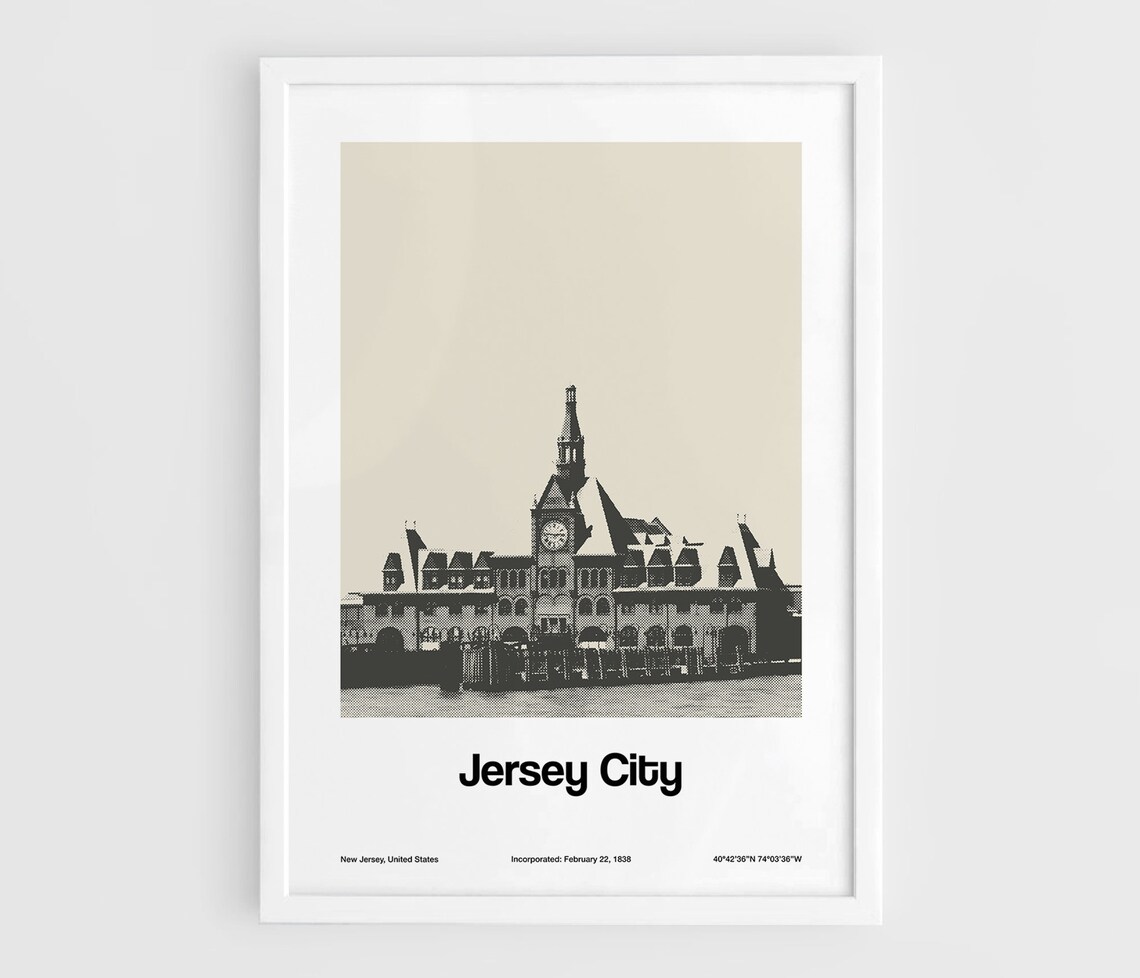 Jersey City NJ Terminal, Minimalist Travel Poster