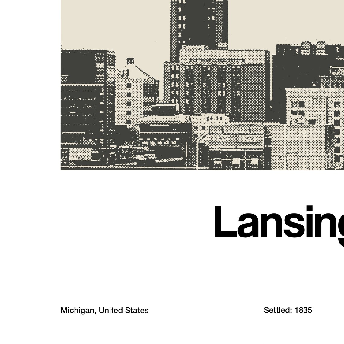 Custom Lansing Michigan Downtown Skyline Art Print - Image 4