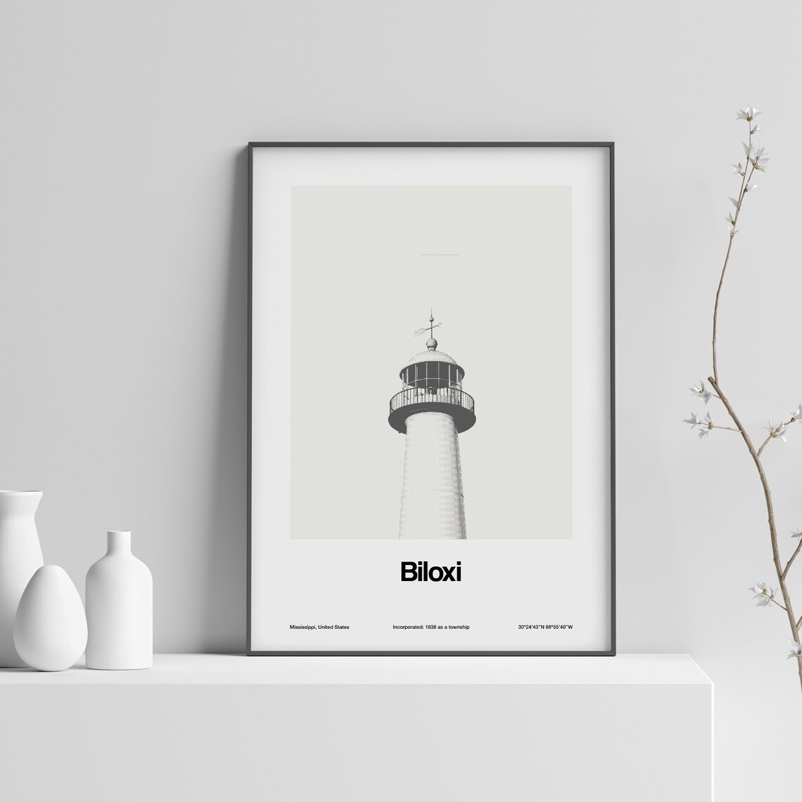 Biloxi Lighthouse Custom Minimalist Art Print, Mississippi - Image 3