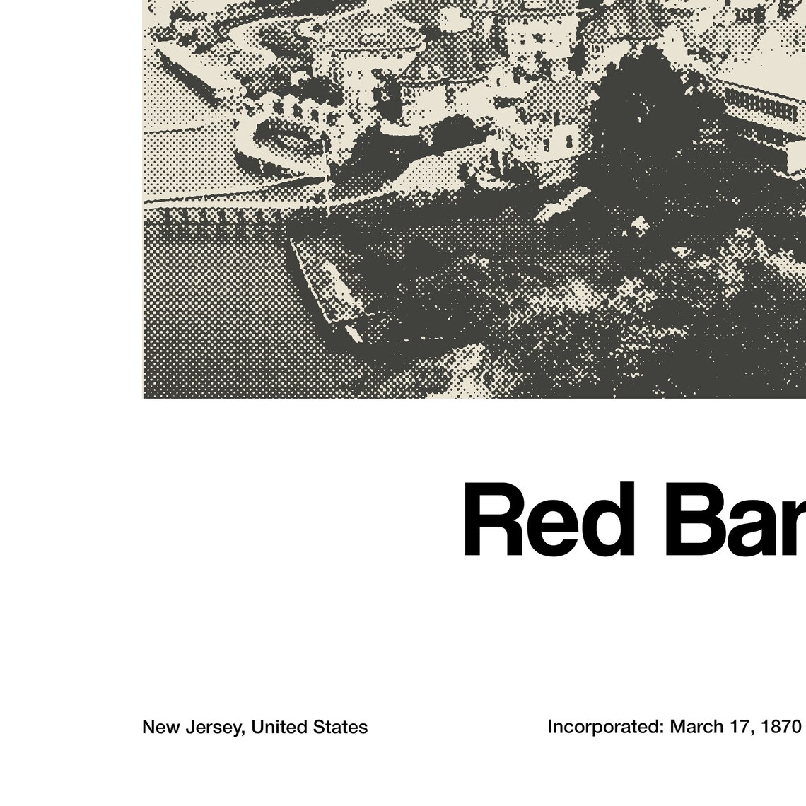 Red Bank New Jersey Minimalist City Art Print - Image 2