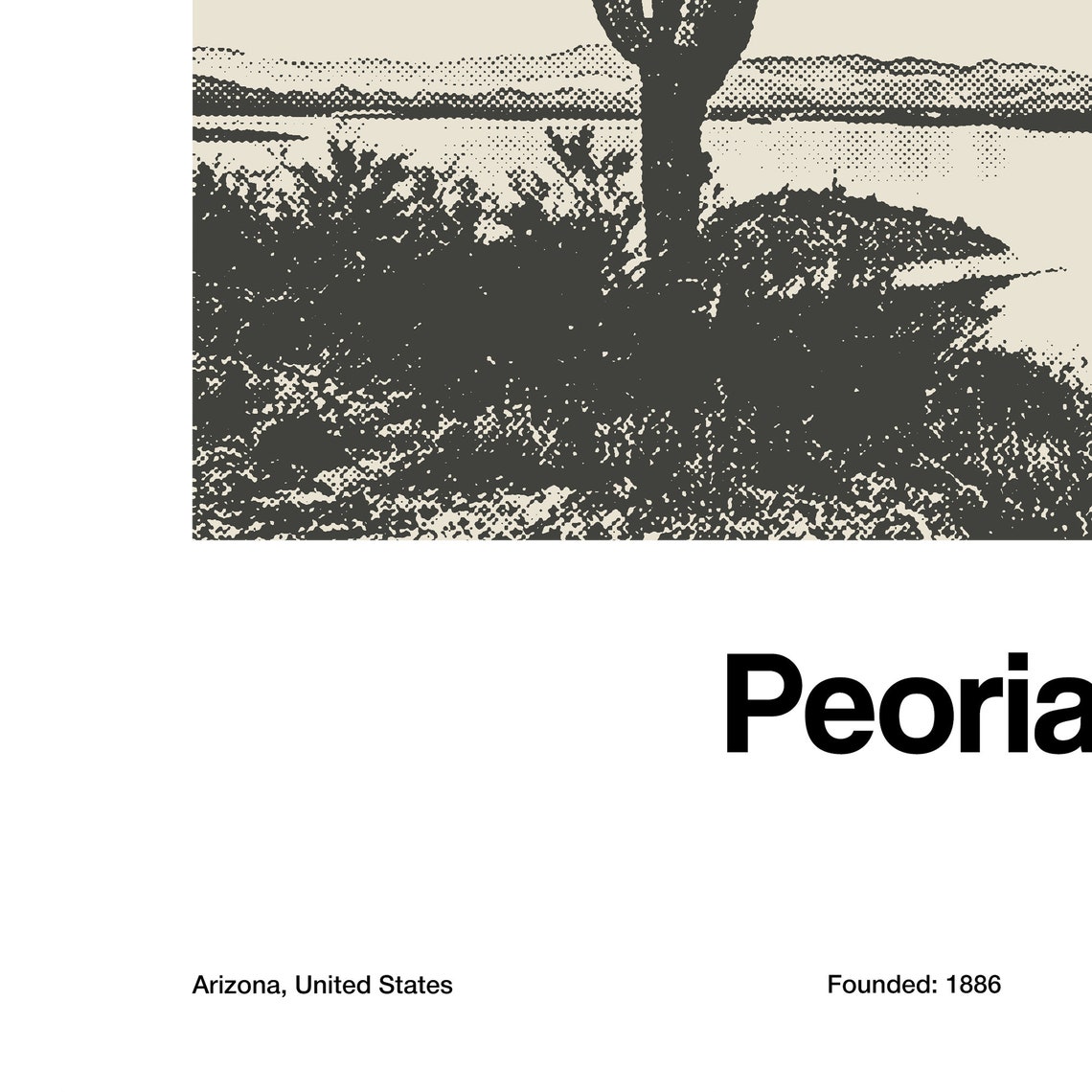 Peoria Az Print Peoria Arizona Poster Peoria Lake Pleasant Regional Park Black White Peoria Photo Wall Art Minimalist Custom City Print - Image 3