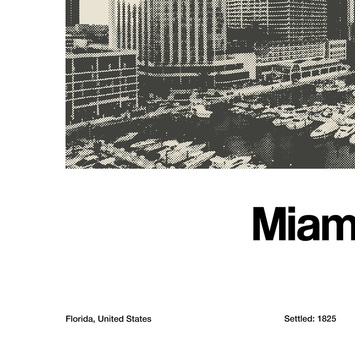 Miami Skyline, Minimalist Custom City Poster Print - Image 3