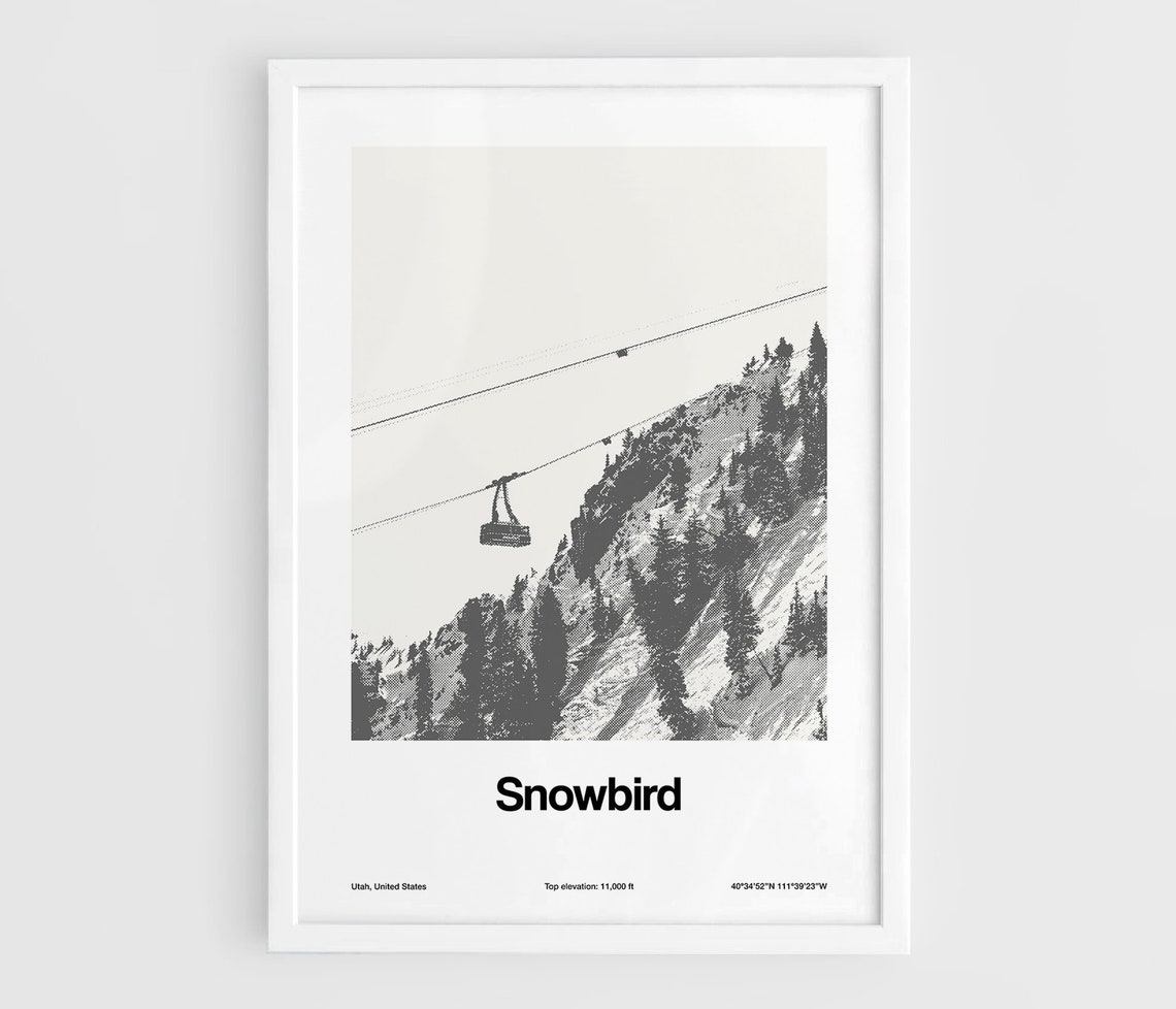 Snowbird Utah Minimalist Travel Poster, Rocky Mountains