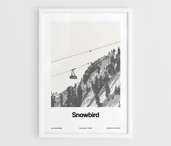 Snowbird Utah Minimalist Travel Poster, Rocky Mountains