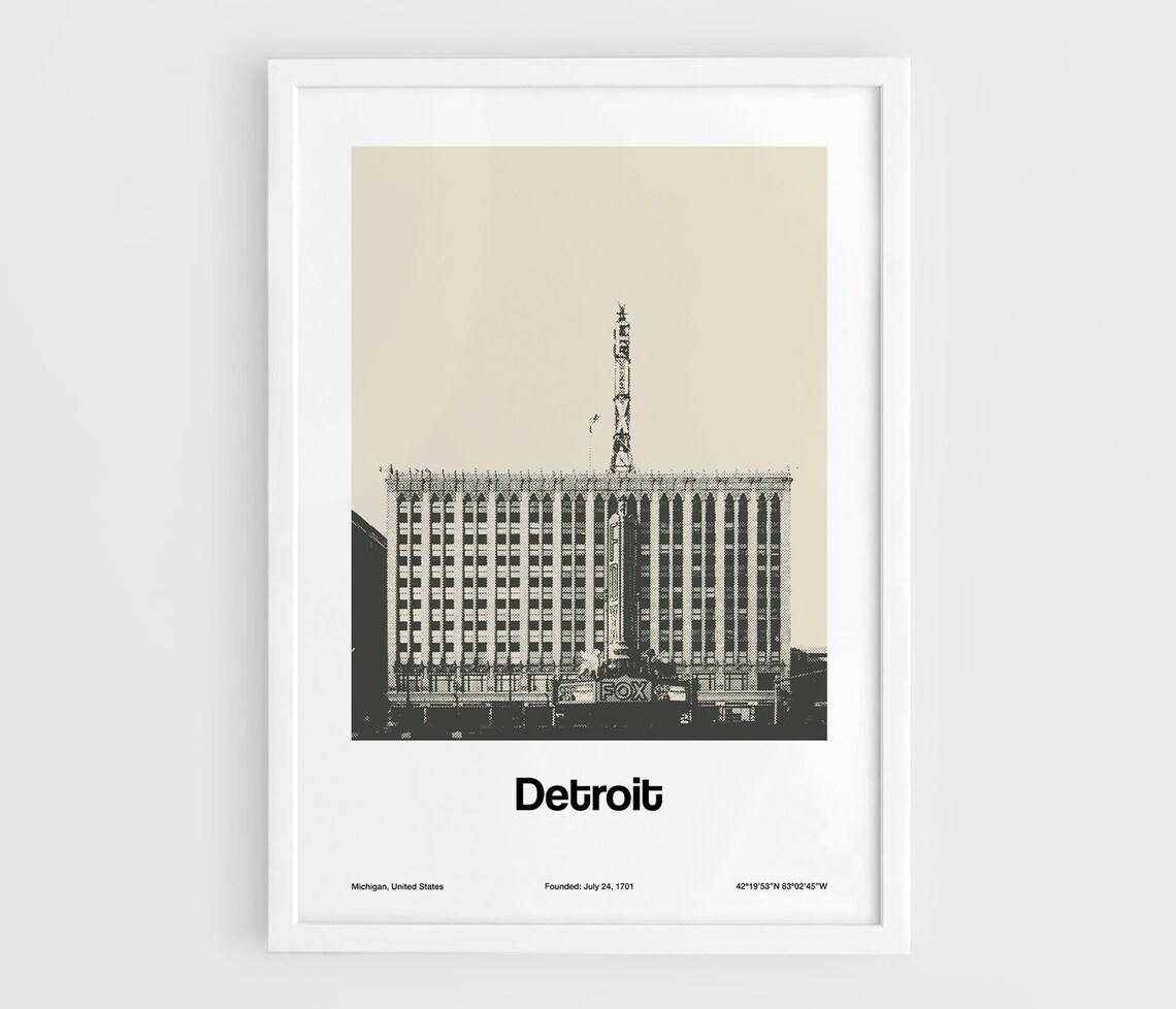 Detroit Fox Theatre Art Deco Building Poster