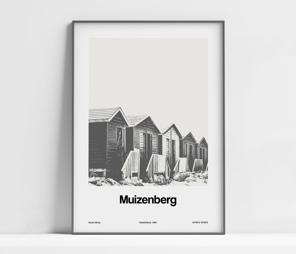 Muizenberg Beach Huts, Cape Town Travel Poster