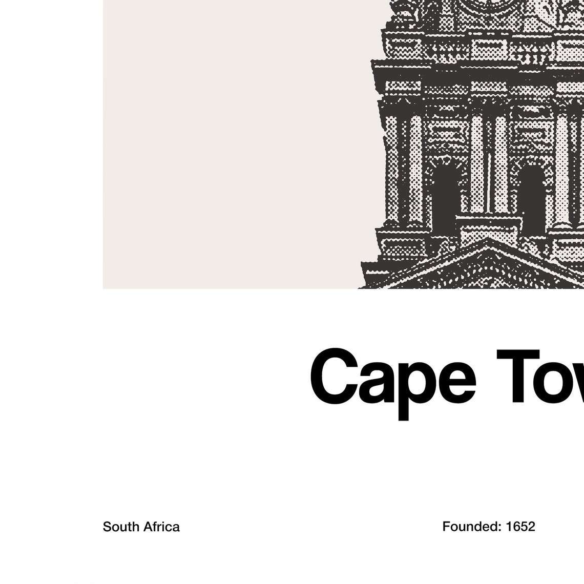 Cape Town City Hall Print Cape Town Poster Cape Town South Africa Travel Downtown Cape Town Photo Wall Art Minimalist Custom City Print - Image 3