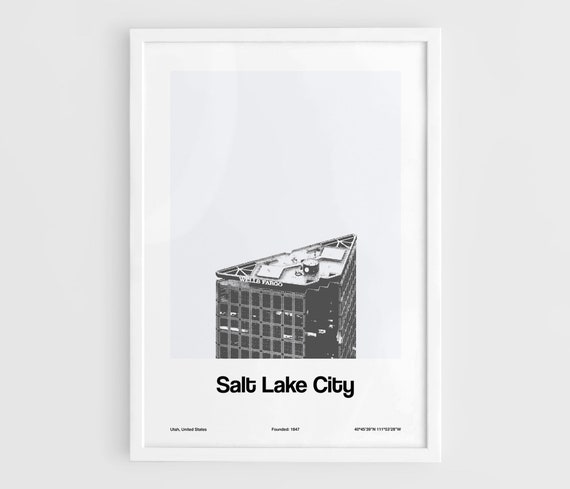 Salt Lake City Minimalist Skyline Art Print, Utah