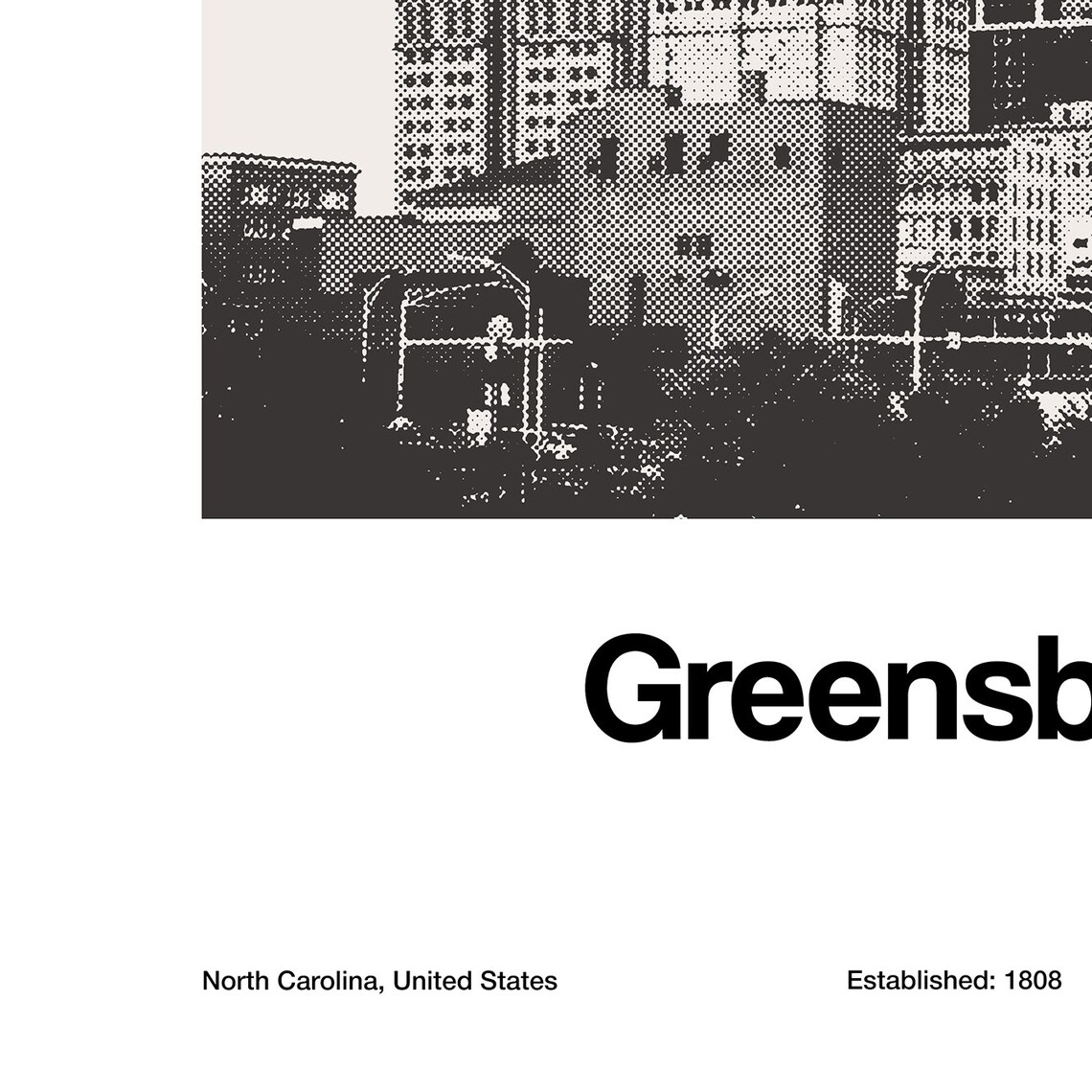 Greensboro NC Skyline, North Carolina Art Print - Image 2