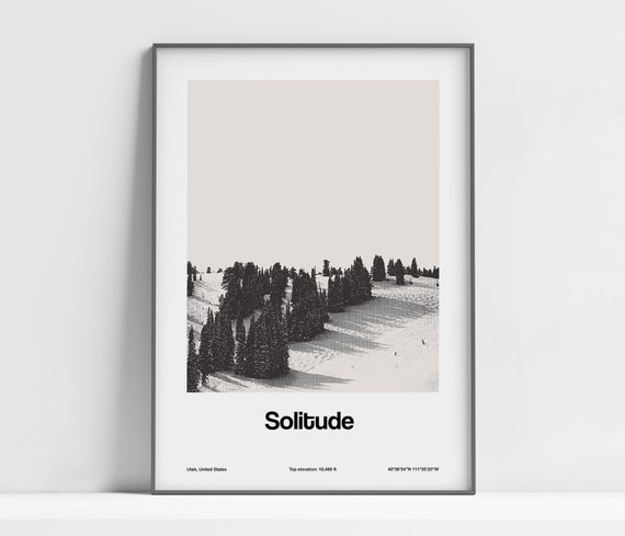 Solitude Utah Minimalist Travel Poster, Wasatch Mountains