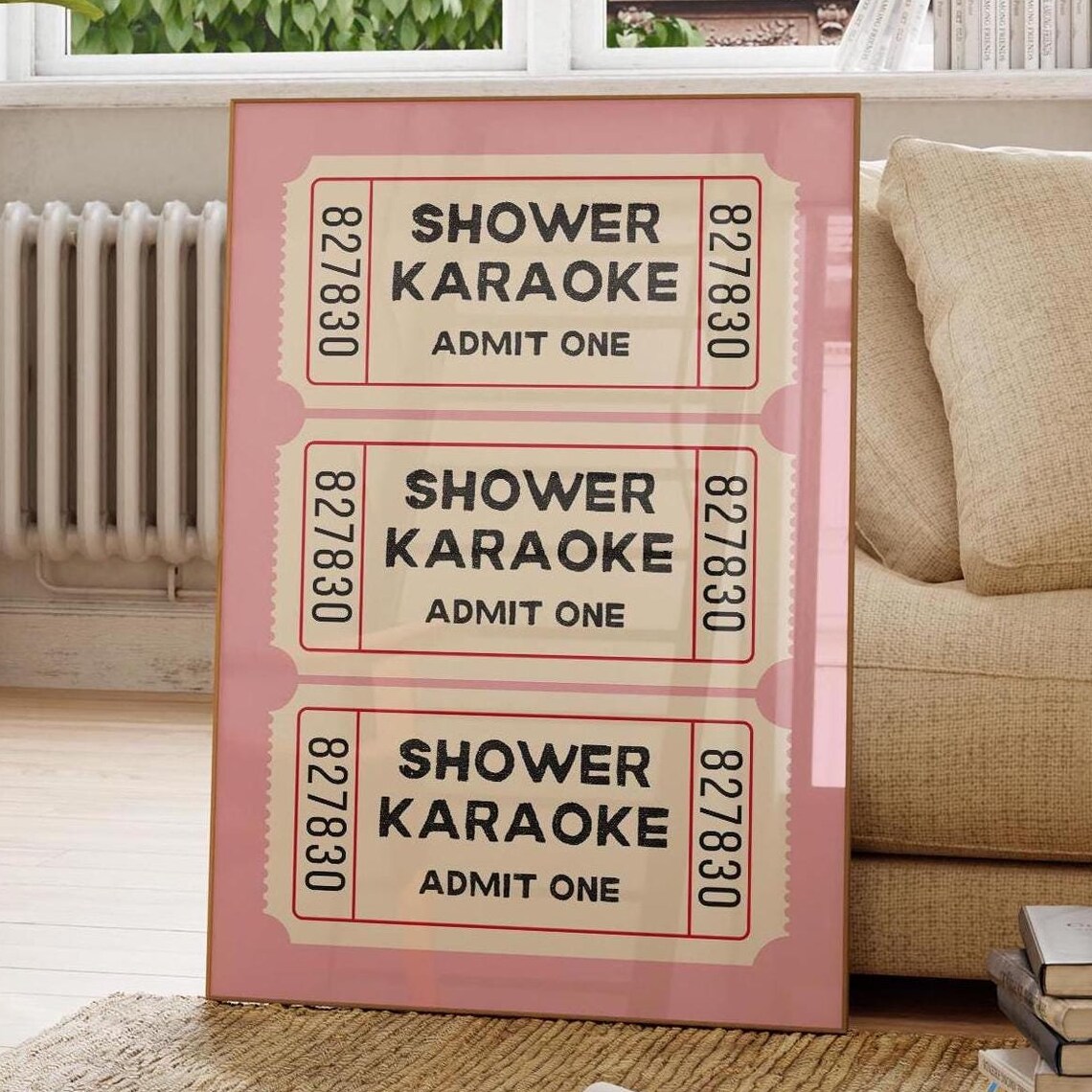 Shower Karaoke Ticket Poster, Funny Bathroom Decor