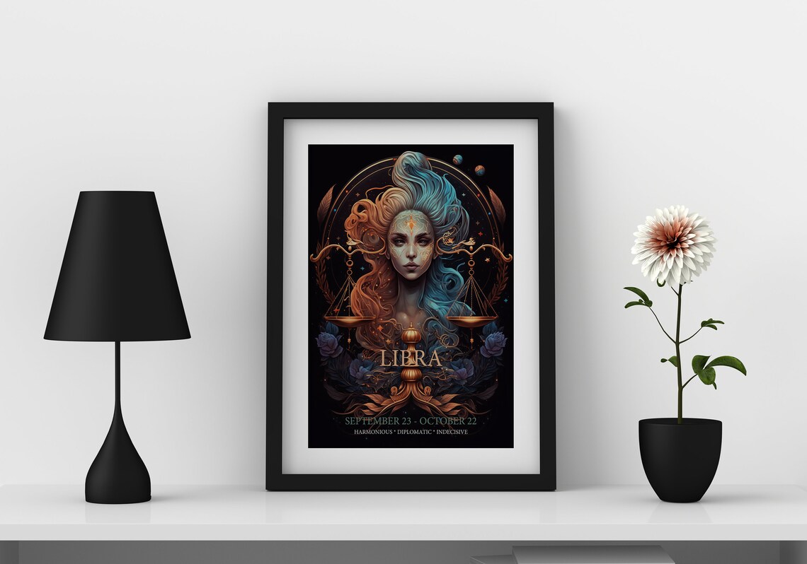 Libra Zodiac Celestial Goddess Scales Astrology Star Sign Horoscope Poster - Image 7
