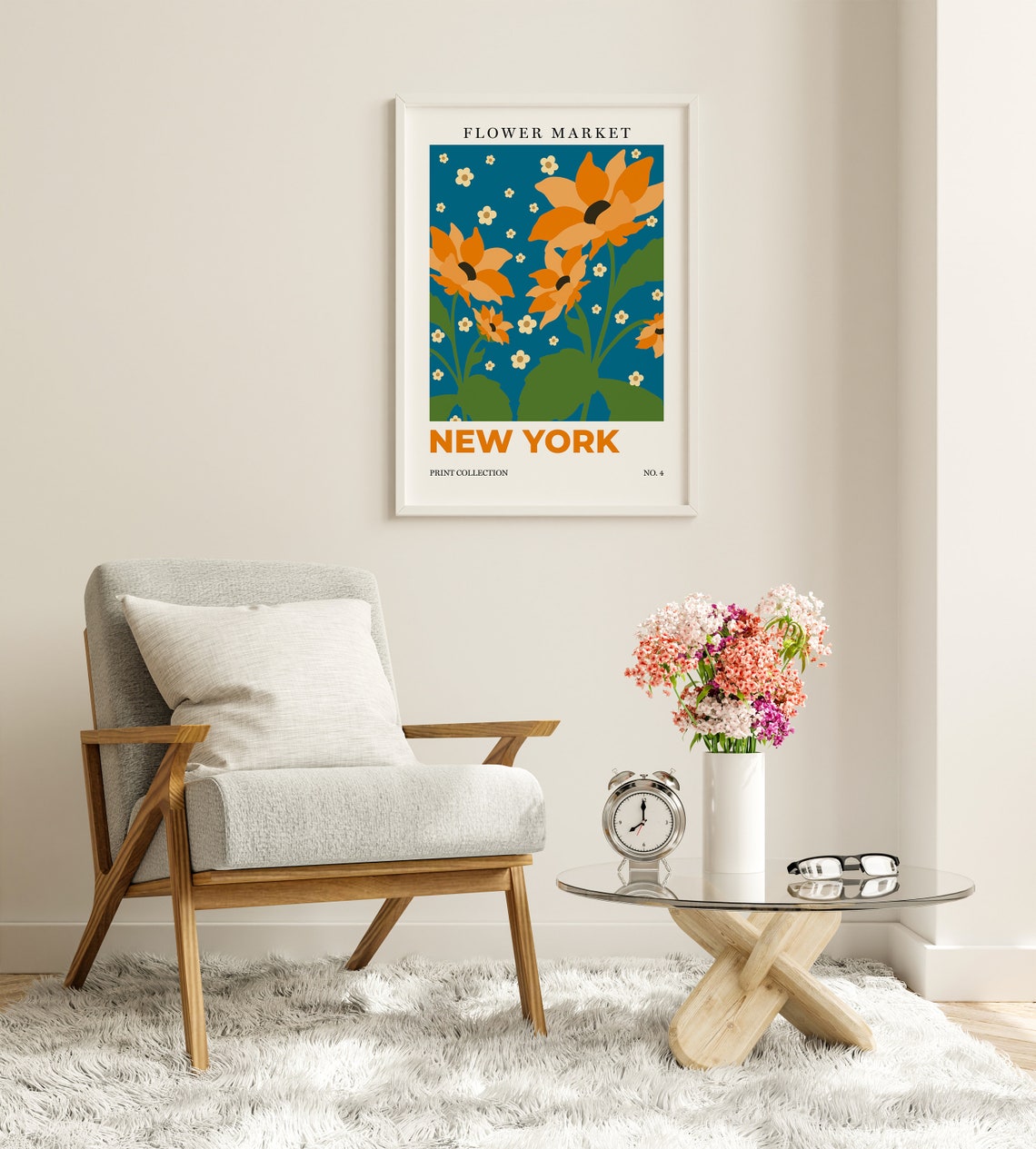New York Flower Market Sunflowers Botanical Retro City Art Poster - Image 6