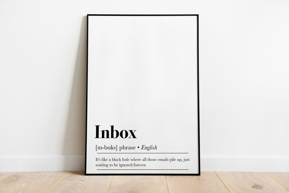 Inbox Definition Print Home Office Wall Art Funny Wall Art Funny Office Decor Office Print Art